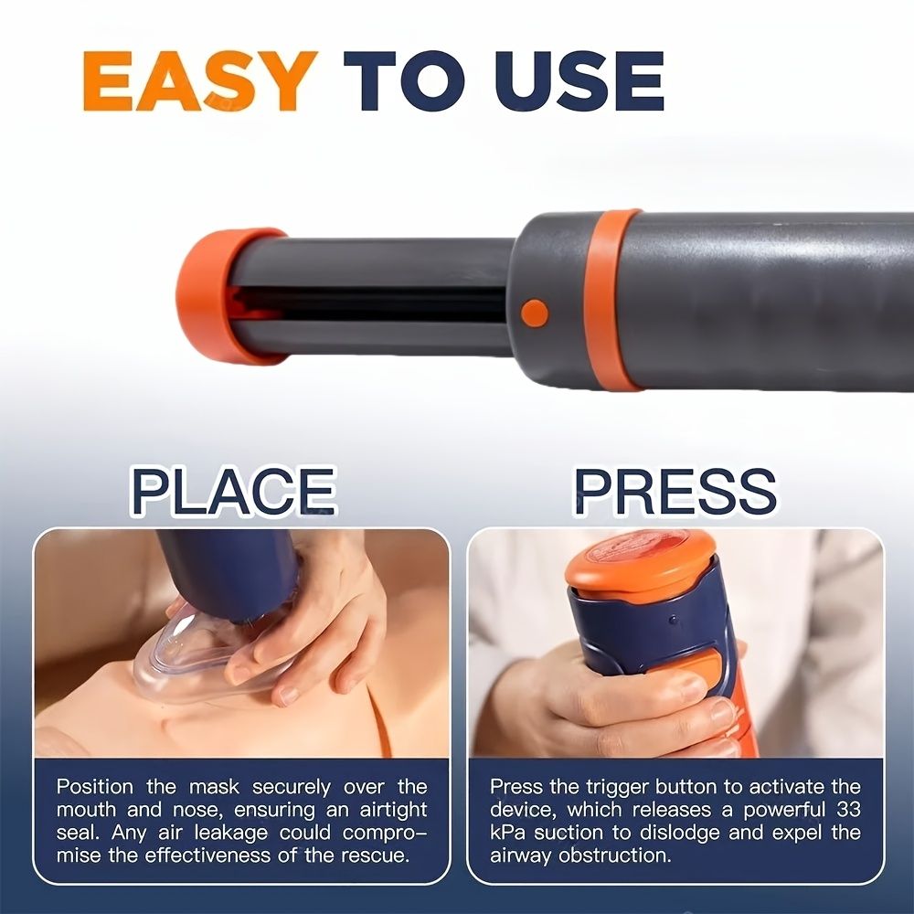 anti-choking device, Heimlich instrument, negative pressure suction, airway clearance, choking emergency, reusable emergency kit, Australian home safety, compact suction device