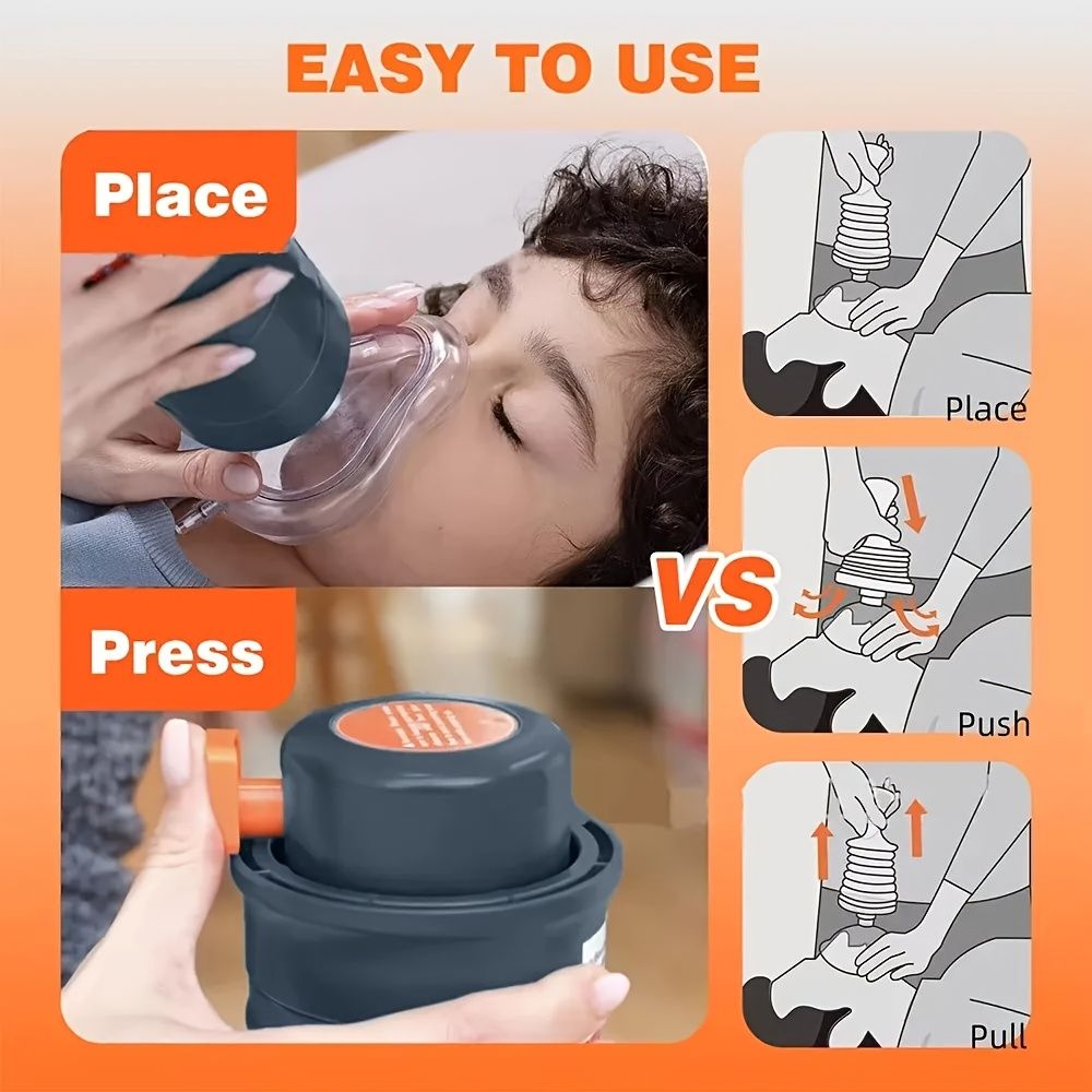 anti-choking device, Heimlich instrument, negative pressure suction, airway clearance, choking emergency, reusable emergency kit, Australian home safety, compact suction device