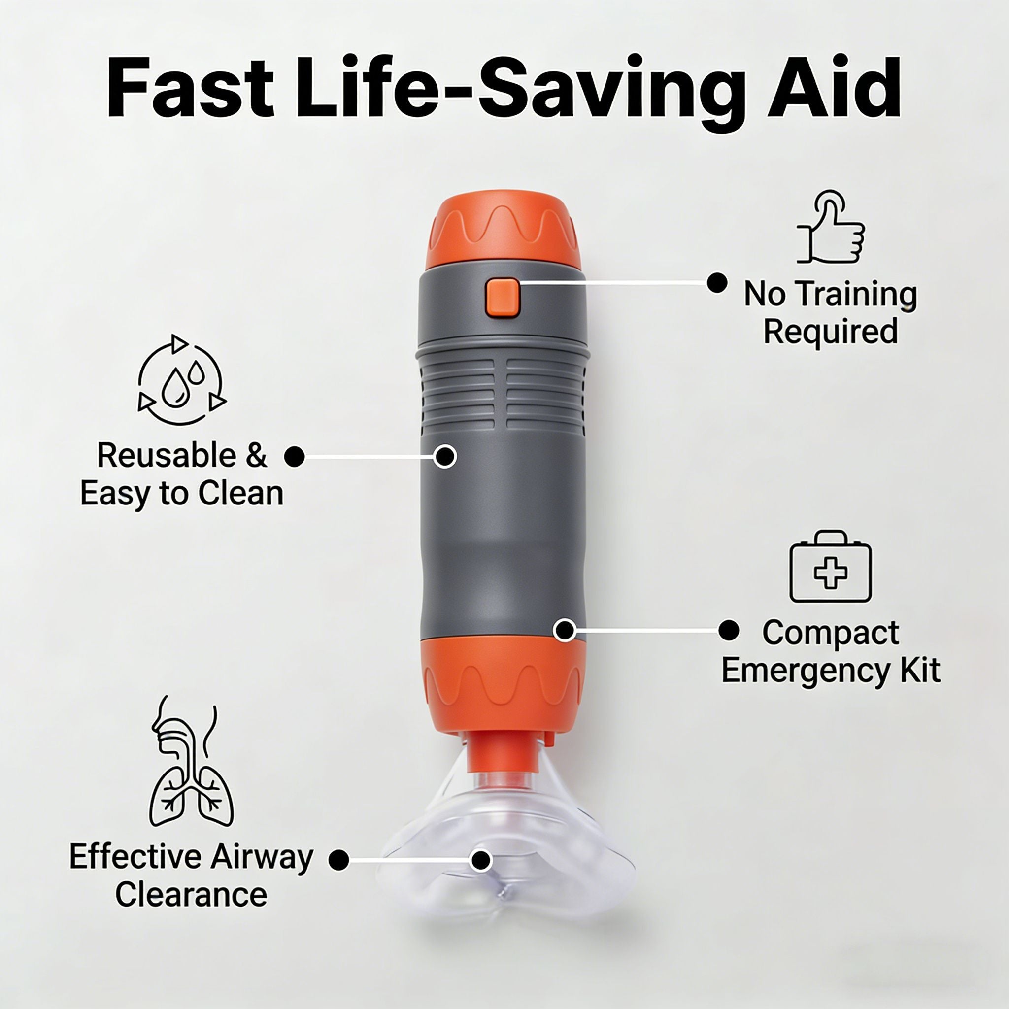 anti-choking device, Heimlich instrument, negative pressure suction, airway clearance, choking emergency, reusable emergency kit, Australian home safety, compact suction device