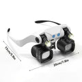 Black binocular magnifying glasses, LED lights, hands-free magnifier, adjustable magnification, high-powered magnifier, Australia