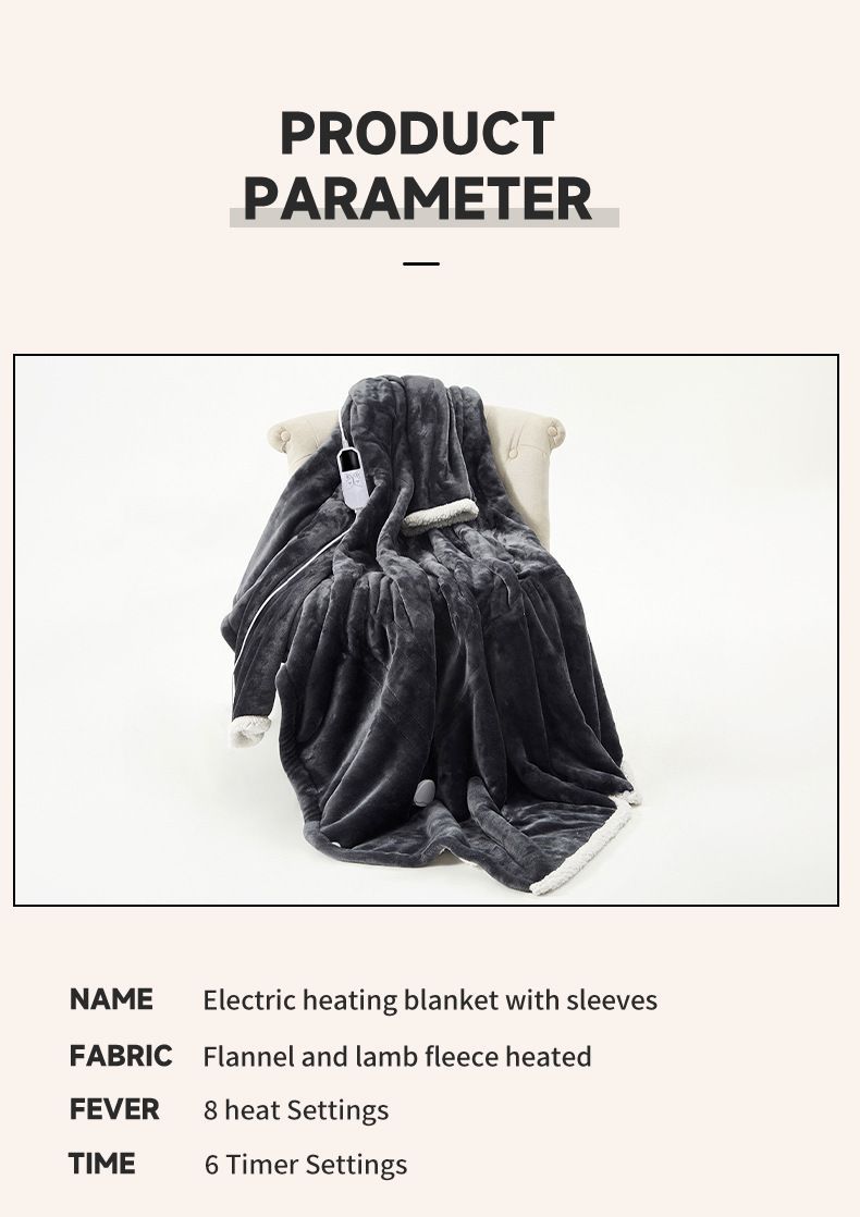 Wearable Heated Blanket Blanket With Sleeves Heated Throw Temperature - Gray - Size 127-177cm