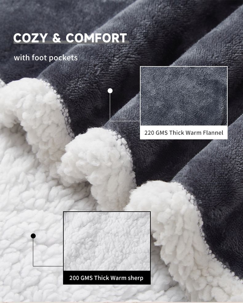 Wearable Heated Blanket Blanket With Sleeves Heated Throw Temperature - Gray - Size 127-177cm
