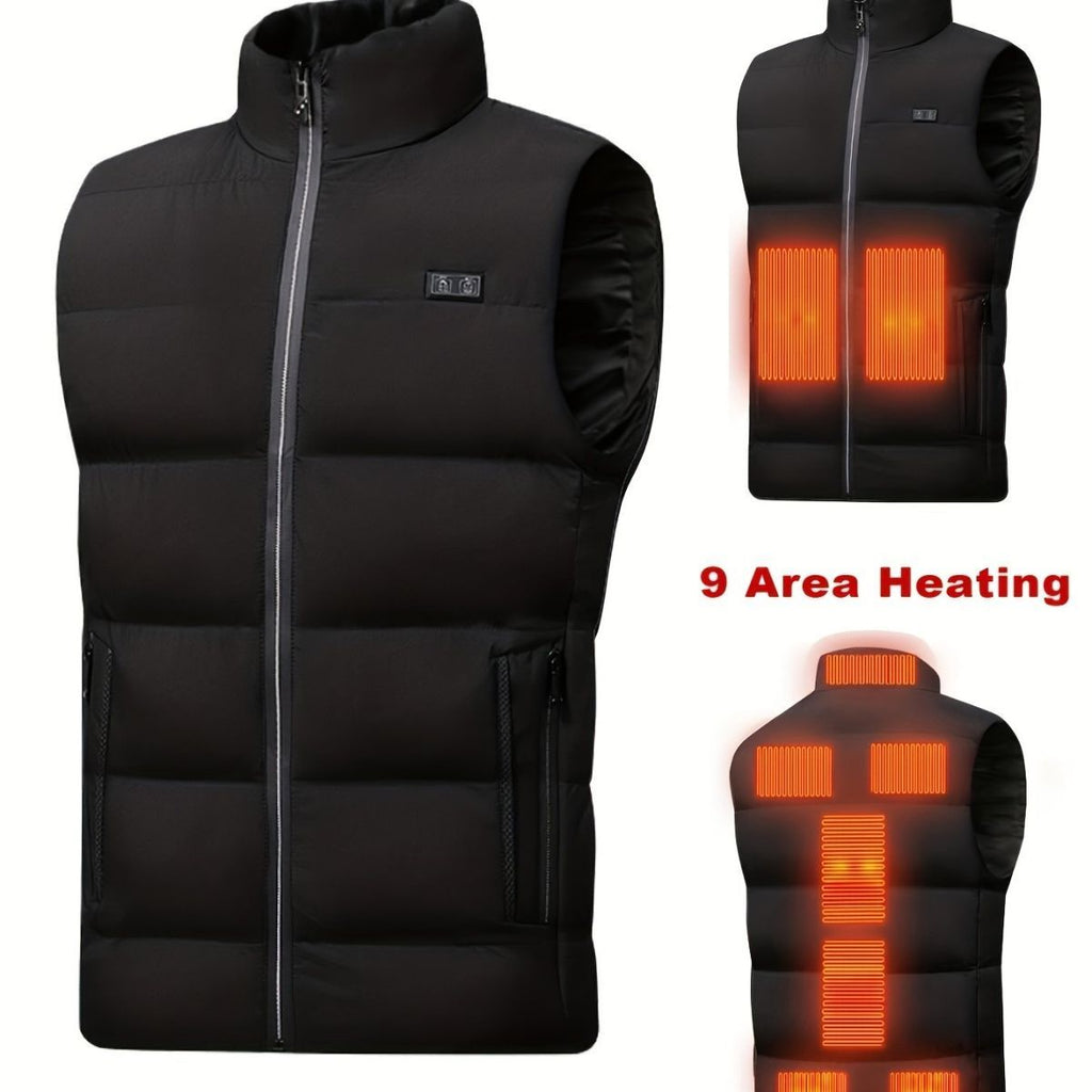 Men'S Heated Vest Electric Heating Gilet Winter Vest Smart Temperature Control - Black - Size 6XL