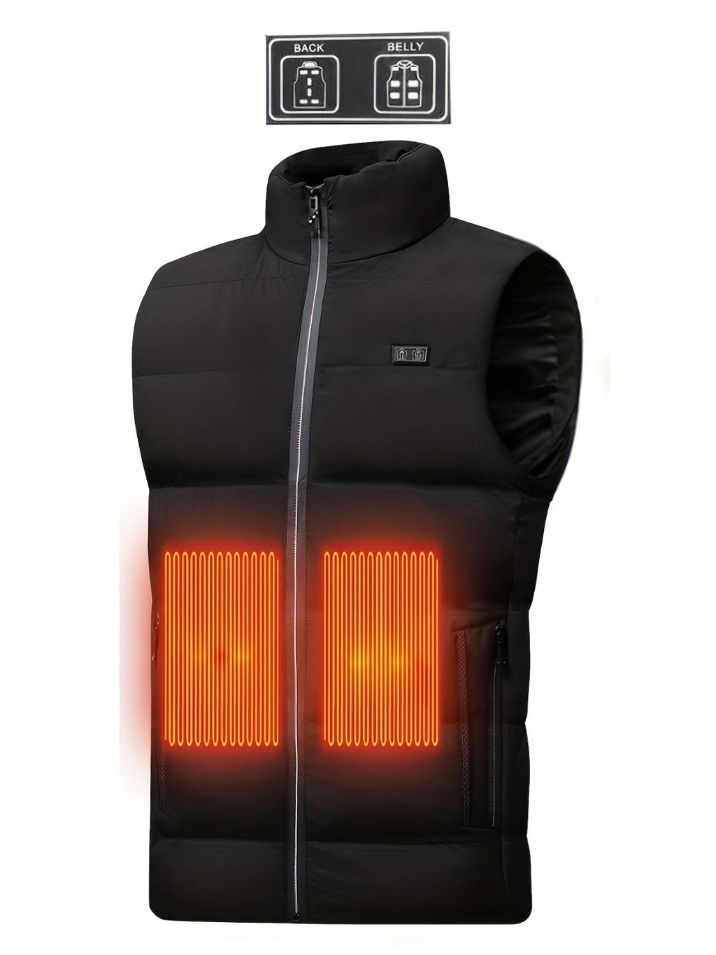 Men'S Heated Vest Electric Heating Gilet Winter Vest Smart Temperature Control - Black - Size 6XL