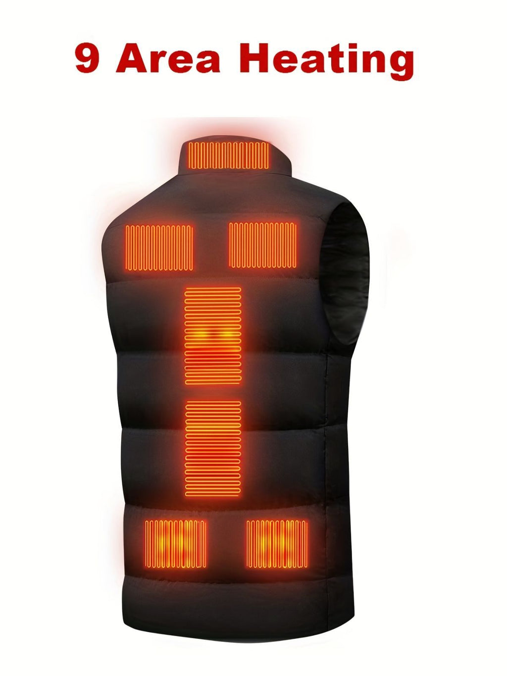 Men'S Heated Vest Electric Heating Gilet Winter Vest Smart Temperature Control - Black - Size 6XL