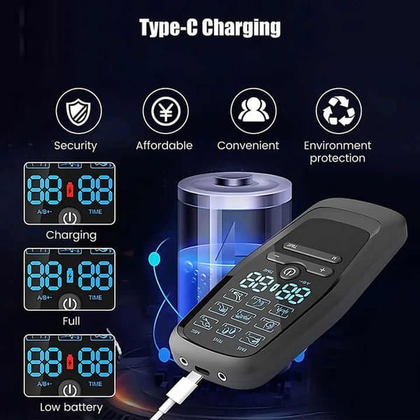 8-Pad Digital Electric Massager with EMS, TENS & MSG