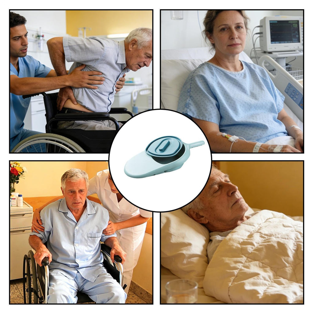 Bedside Commode for Elderly & Disabled – Portable Bedpan with Lid, Anti-Leak Design for Men Women, Hospital Home Care, Comfortable Toilet Aid (Blue)