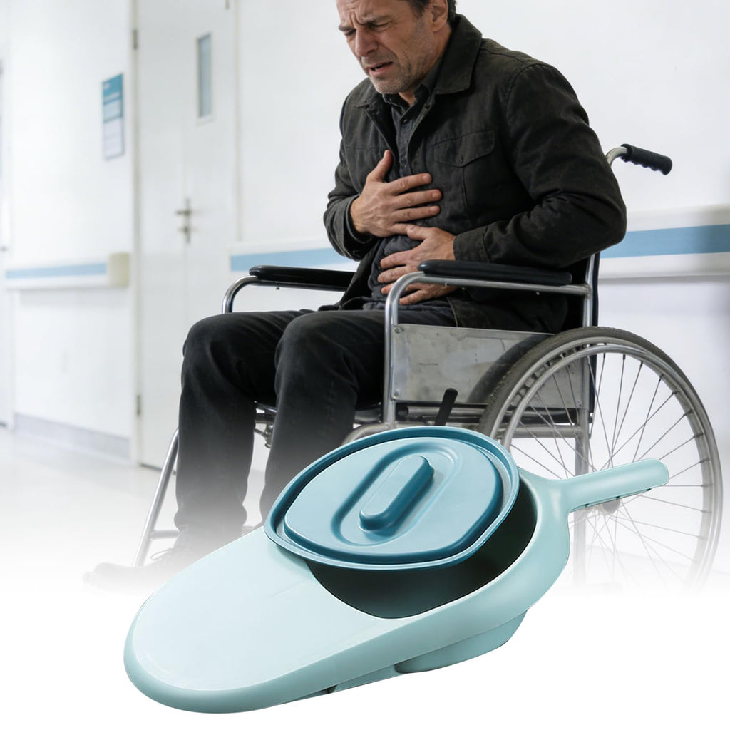 Bedside Commode for Elderly & Disabled – Portable Bedpan with Lid, Anti-Leak Design for Men Women, Hospital Home Care, Comfortable Toilet Aid (Blue)