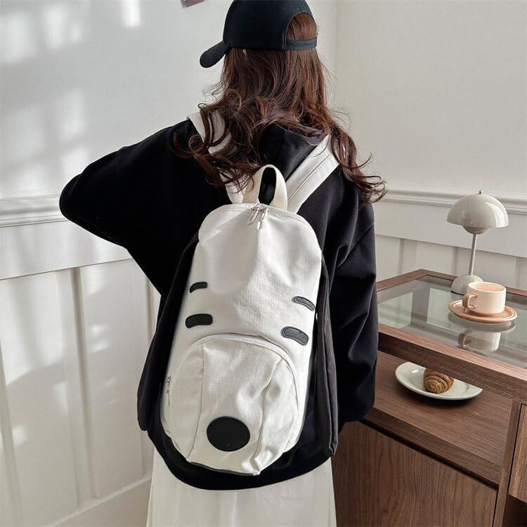 Cute Dog Face Backpack for Kids & Teens – White Cartoon Animal School Bag with Long Ears, Large Capacity Daypack for Girls and Boys (White)