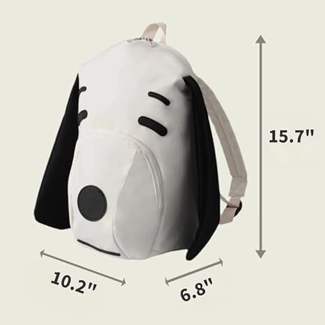 Cute Dog Face Backpack for Kids & Teens – White Cartoon Animal School Bag with Long Ears, Large Capacity Daypack for Girls and Boys (White)