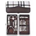 12-Piece Manicure Pedicure Kit, Professional Nail Clipper Grooming Set, White Plaid Case