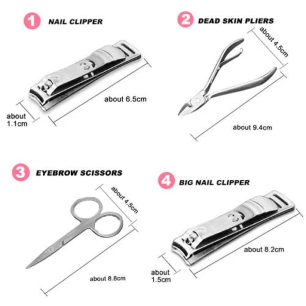 12-Piece Manicure Pedicure Kit, Professional Nail Clipper Grooming Set, White Plaid Case