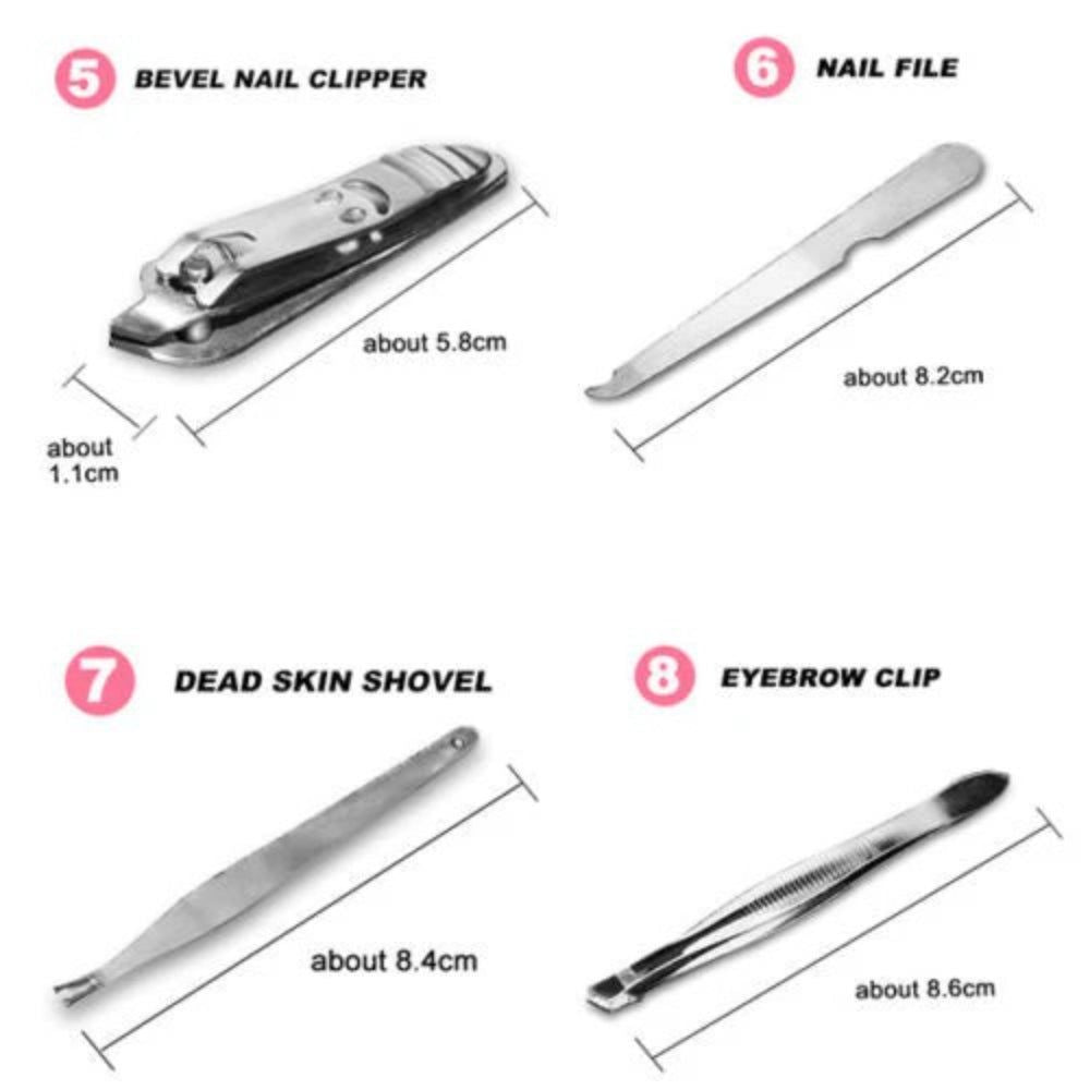 12-Piece Manicure Pedicure Kit, Professional Nail Clipper Grooming Set, White Plaid Case