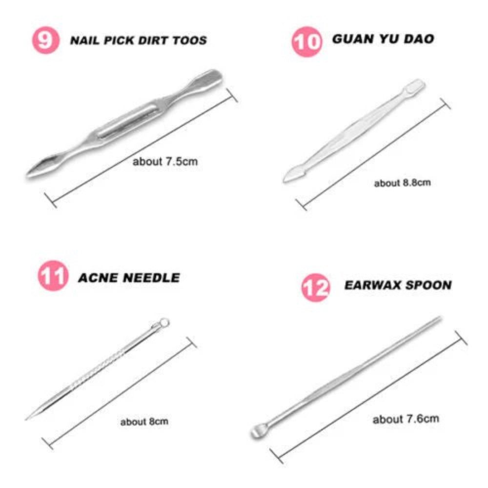 12-Piece Manicure Pedicure Kit, Professional Nail Clipper Grooming Set, White Plaid Case