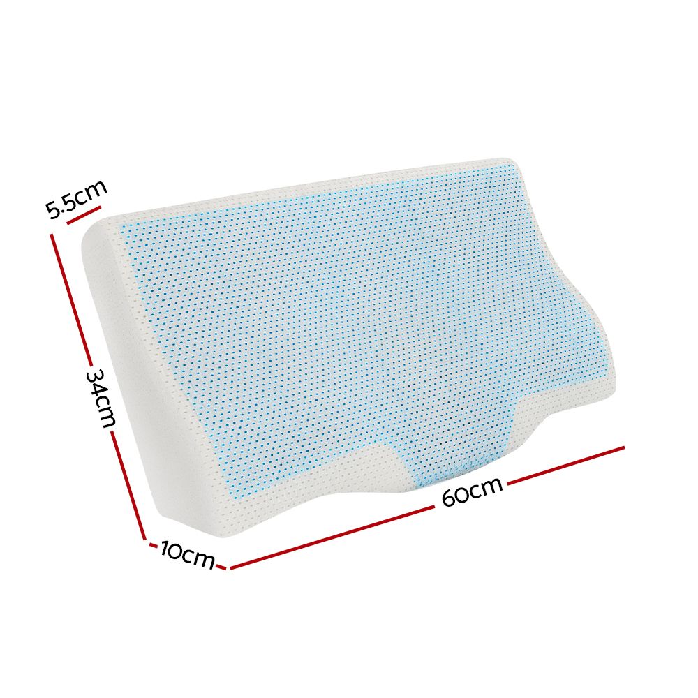 Memory Foam Cervical Pillow with Cool Gel, Contour Neck Support Sleeping Pillow