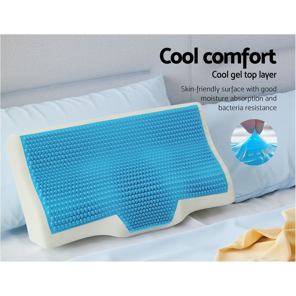 Memory Foam Cervical Pillow with Cool Gel, Contour Neck Support Sleeping Pillow