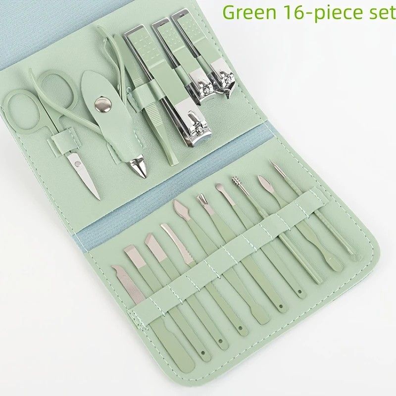 16-Piece Nail Care Set, Portable Professional Manicure and Pedicure Kit, Blue