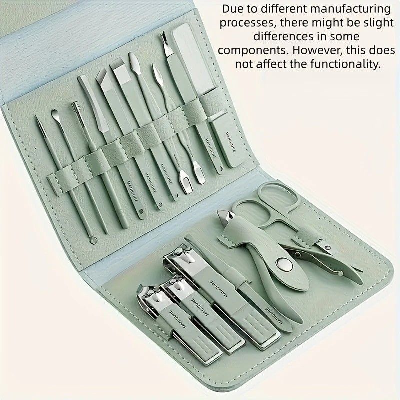 16-Piece Nail Care Set, Portable Professional Manicure and Pedicure Kit, Blue