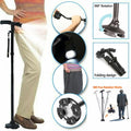 Folding Walking Stick Cane with Adjustable Height and LED Light Support