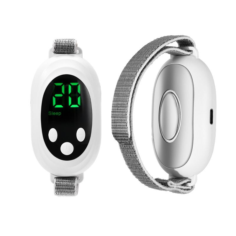 Portable Sleep Aid Device with EMS Pulse, LED Display and Adjustable Wrist Strap, White