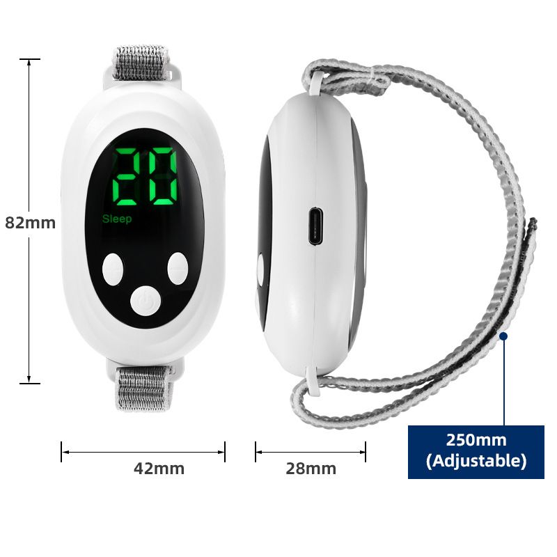 Portable Sleep Aid Device with EMS Pulse, LED Display and Adjustable Wrist Strap, White