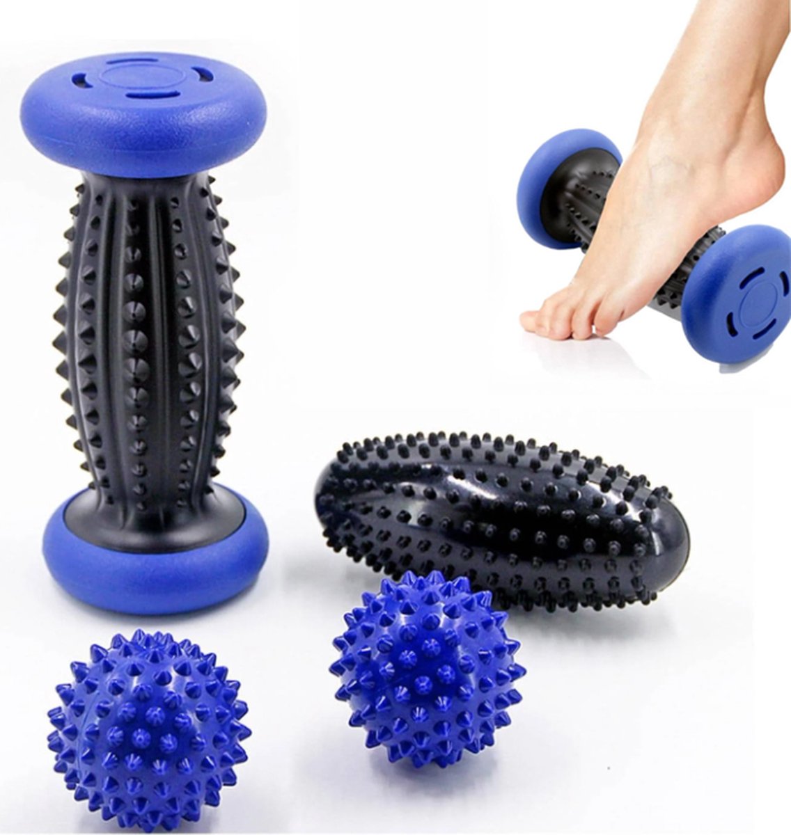 Foot Massage Roller - With 3 x Massage Balls - Foot Massage - Foot Reflexology - Plantar Fasciitis - Foot Roller - Massage Ball - Foot Massage - Massage Roller - Trigger Point Ball - Foot Massage Device - Foot Roller - Feet Massage Muscle Fascia Release B