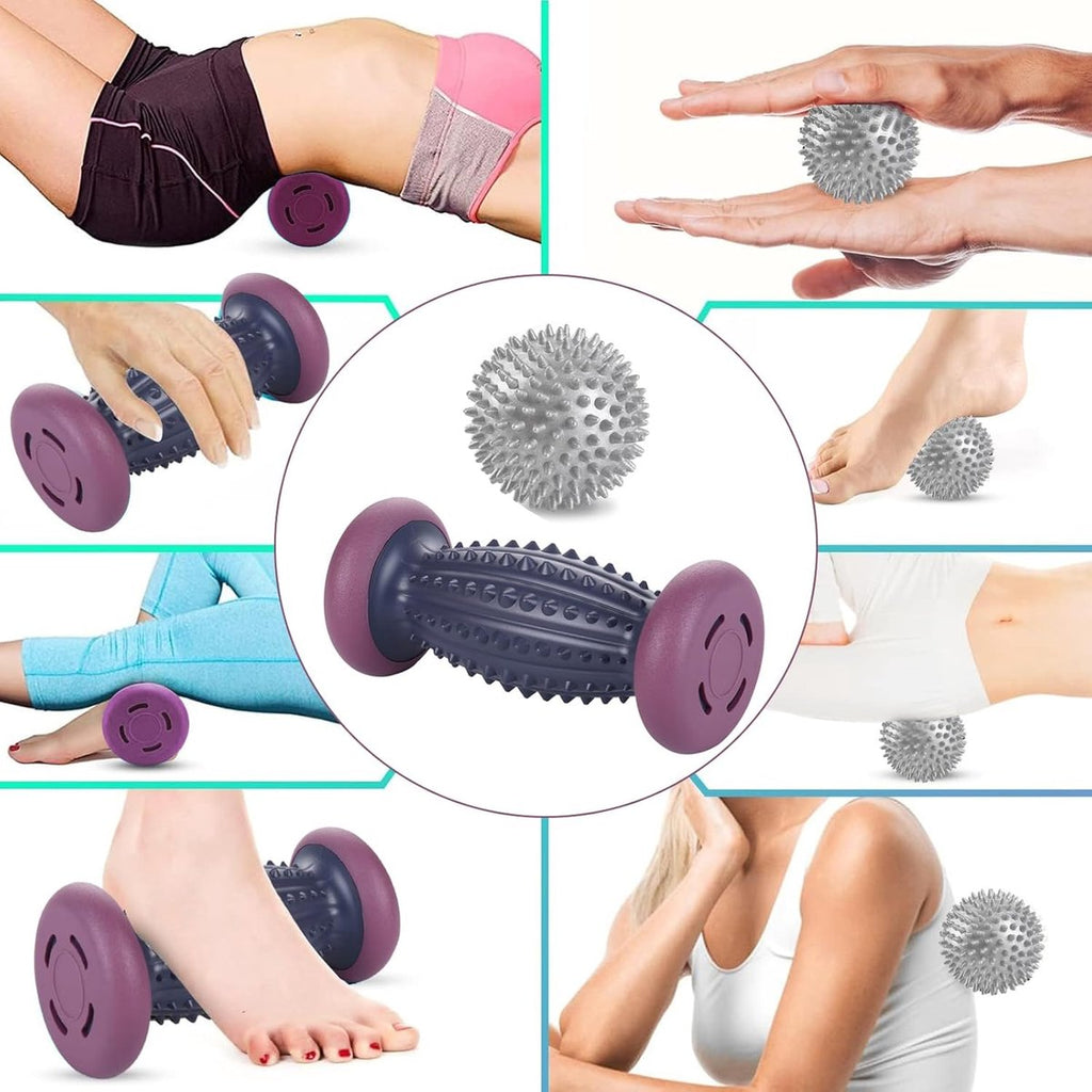 Foot Massage Roller - With 3 x Massage Balls - Foot Massage - Foot Reflexology - Plantar Fasciitis - Foot Roller - Massage Ball - Foot Massage - Massage Roller - Trigger Point Ball - Foot Massage Device - Foot Roller - Feet Massage Muscle Fascia Release B