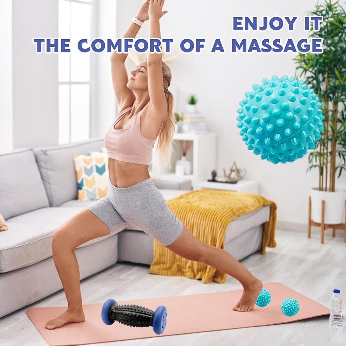 Foot Massage Roller - With 3 x Massage Balls - Foot Massage - Foot Reflexology - Plantar Fasciitis - Foot Roller - Massage Ball - Foot Massage - Massage Roller - Trigger Point Ball - Foot Massage Device - Foot Roller - Feet Massage Muscle Fascia Release B