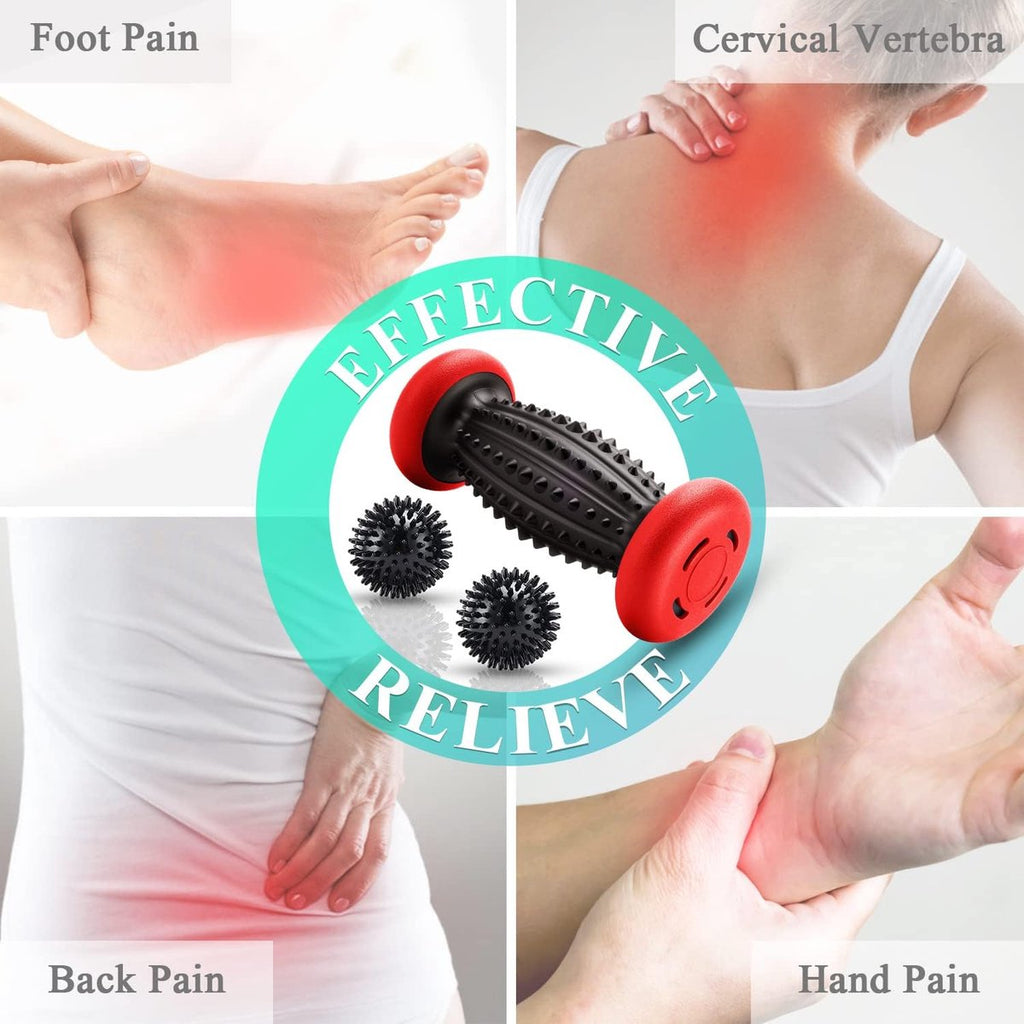 Foot Massage Roller - With 3 x Massage Balls - Foot Massage - Foot Reflexology - Plantar Fasciitis - Foot Roller - Massage Ball - Foot Massage - Massage Roller - Trigger Point Ball - Foot Massage Device - Foot Roller - Feet Massage Muscle Fascia Release B