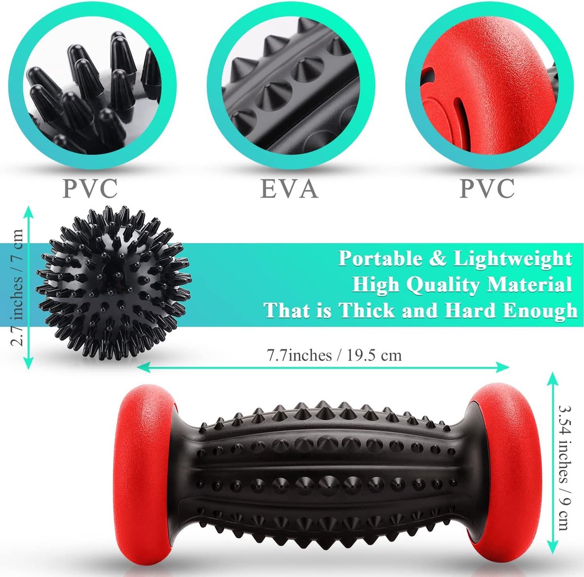 Foot Massage Roller - With 3 x Massage Balls - Foot Massage - Foot Reflexology - Plantar Fasciitis - Foot Roller - Massage Ball - Foot Massage - Massage Roller - Trigger Point Ball - Foot Massage Device - Foot Roller - Feet Massage Muscle Fascia Release B
