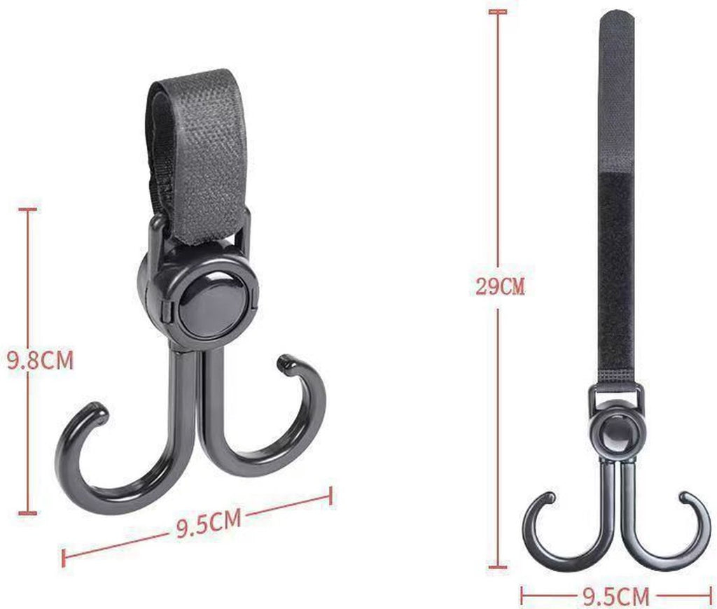 Stroller Bag Hooks - 6 Pieces - Bag Hook - Bag Hanger - Buggy Hooks - Baby Stroller - Diaper Bag Hook - Shopping Hook - Hooks for Bags - Universal Hook - Buggy Hook - Extra Sturdy - For Stroller, Buggy, Wheelchair - Black
