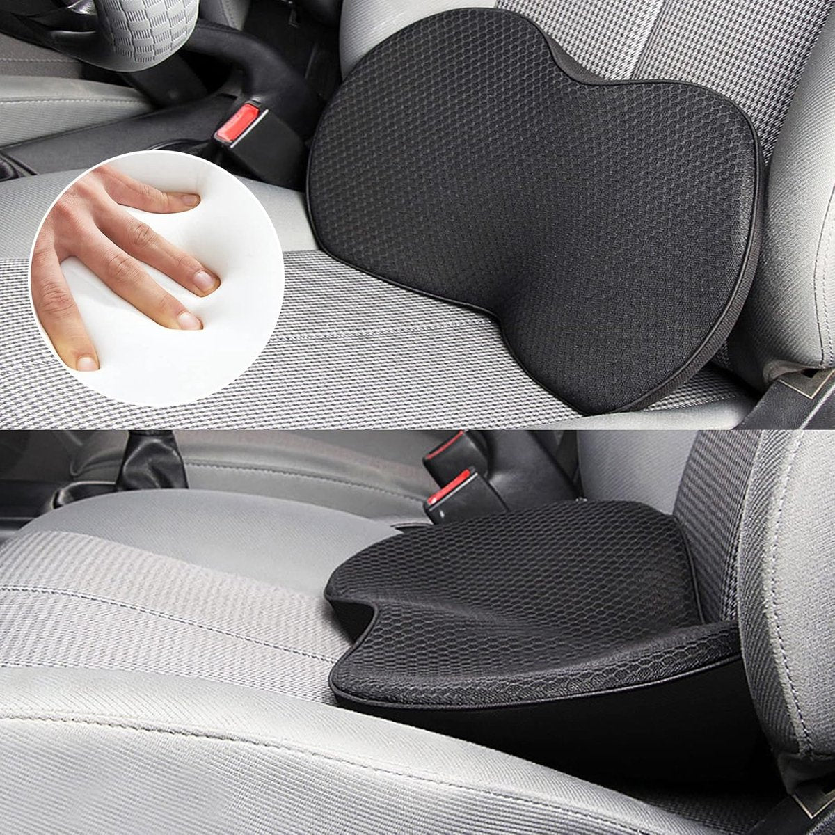 Car Wedge Cushion - Seat Cushions - Memory Foam Car Seat Cushion - For Office, Car, and Wheelchair - Memory Foam Lumbar Support - Ergonomic Tailbone Cushion Wedge Cushion - Sciatica and Pain Relief - Black - 1 Piece