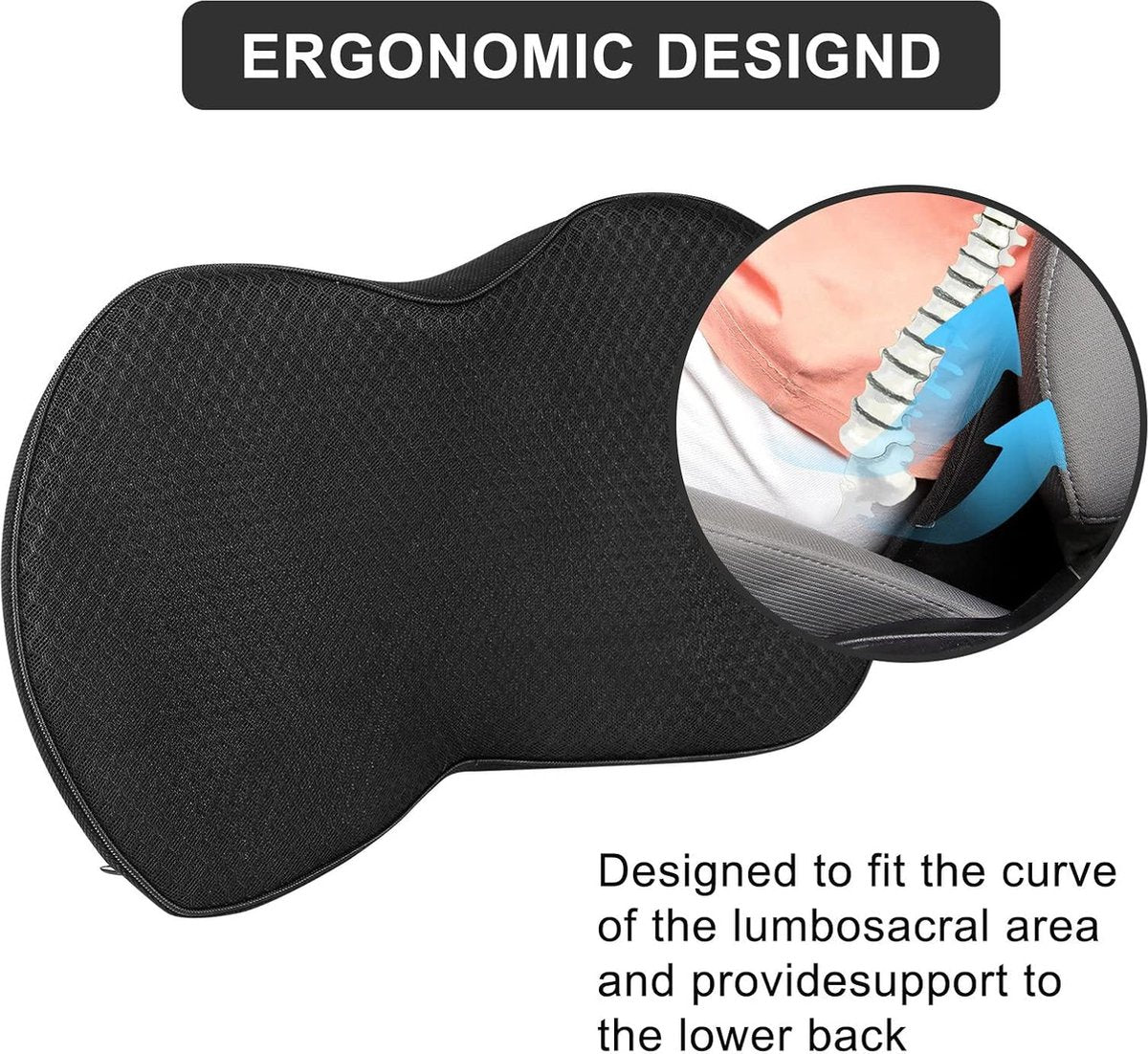 Car Wedge Cushion - Seat Cushions - Memory Foam Car Seat Cushion - For Office, Car, and Wheelchair - Memory Foam Lumbar Support - Ergonomic Tailbone Cushion Wedge Cushion - Sciatica and Pain Relief - Black - 1 Piece