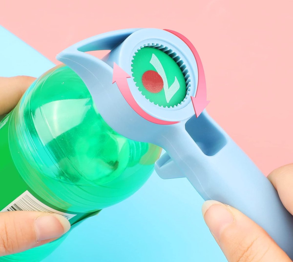 All-purpose opener - Opener - Bottle opener - Beer opener - Jar lid opener - Jar opener - Beer opener - Aids for the Elderly - 4-in-1 Jar opener - Kitchen Aid - Multifunctional - For Home Kitchen/Bars/Cocktail parties - Blue - 20 cm