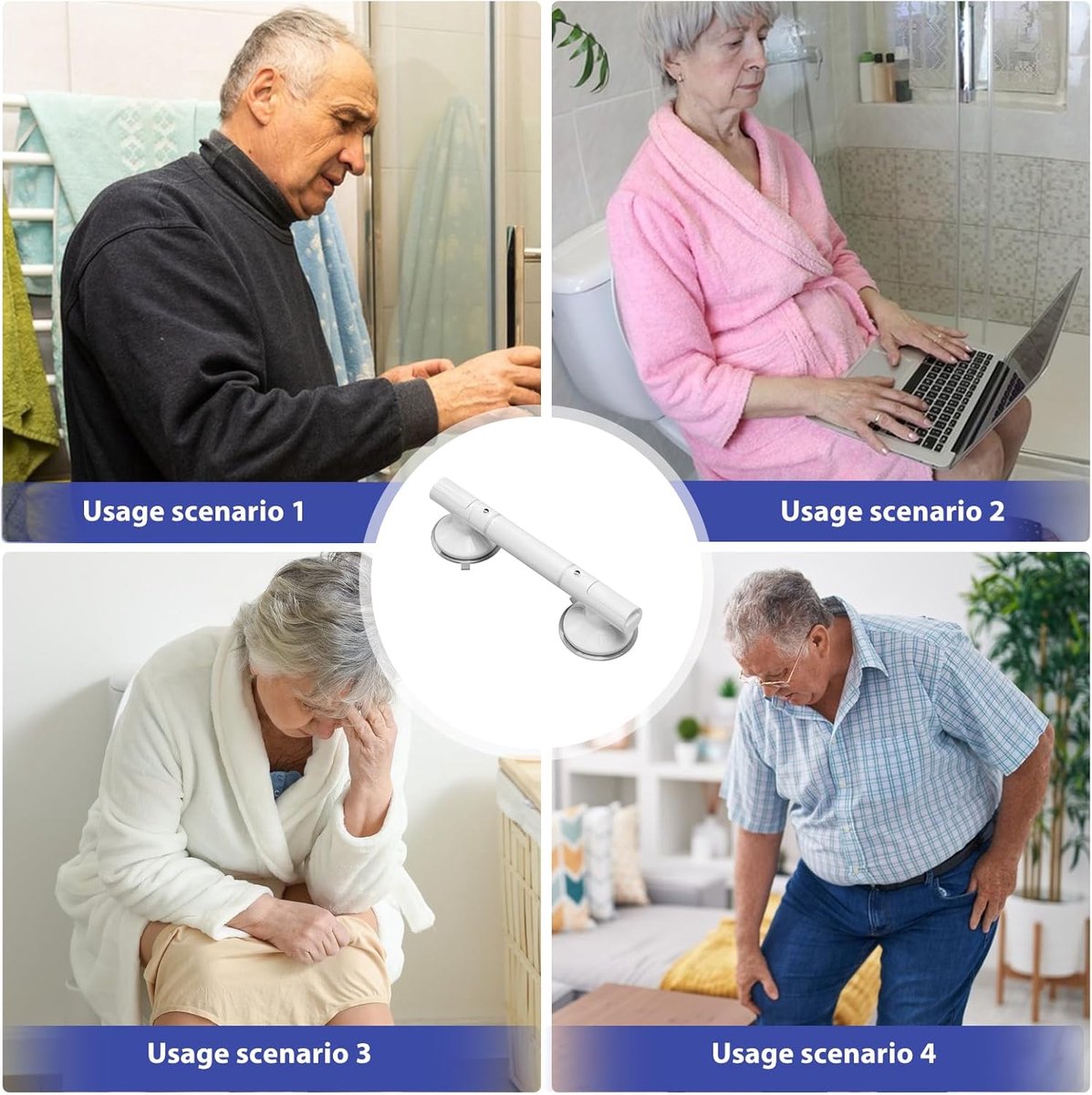 Bathroom Grab Bar 35 cm - Bath Grab Bar - Shower Grab Bar - Fluorescent - Bathroom and Shower Grab Bar with Suction Cup - Moisture-Resistant - Safety Grab Bar - Handle for the Elderly and Children - Handle / Wall Grab Bar for Bathroom / Shower / Toilet -