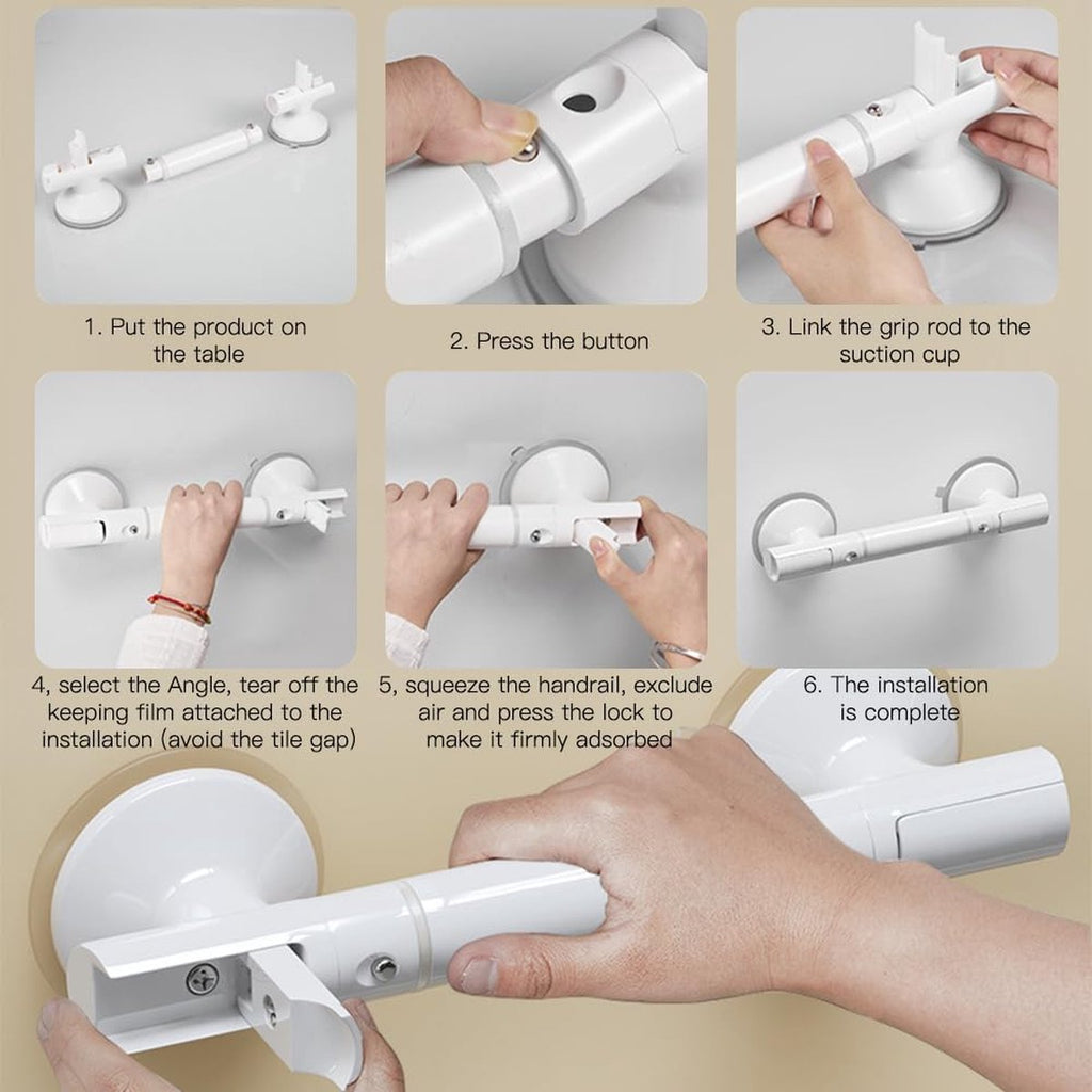 Bathroom Grab Bar 35 cm - Bath Grab Bar - Shower Grab Bar - Fluorescent - Bathroom and Shower Grab Bar with Suction Cup - Moisture-Resistant - Safety Grab Bar - Handle for the Elderly and Children - Handle / Wall Grab Bar for Bathroom / Shower / Toilet -
