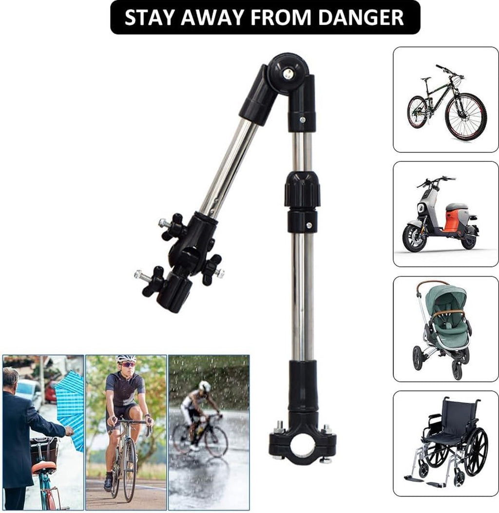 Umbrella Holder - Universal Umbrella Holder - Extendable & Foldable - Parasol Connector for Wheelchair, Mobility Scooter, Scooter, Stroller - 30-45 Cm - Black
