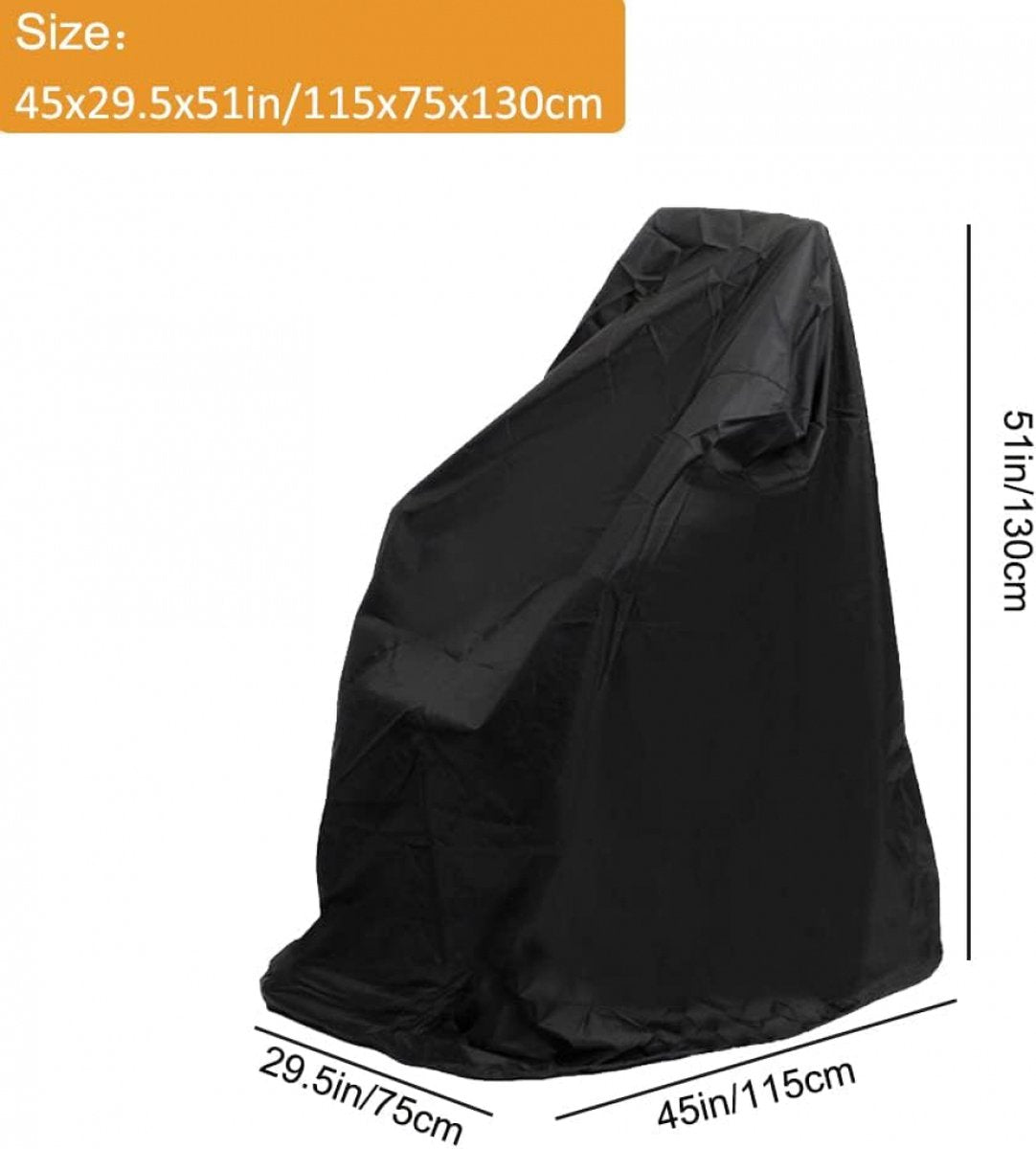 Wheelchair Protective Cover - Universal - Wheelchair Cover - Premium Wheelchair Cover - 130 x 115 x 75 Cm - With Drawstring - Mobility Scooter Protective Cover - Rain Cover - Waterproof - Wheelchair - Black
