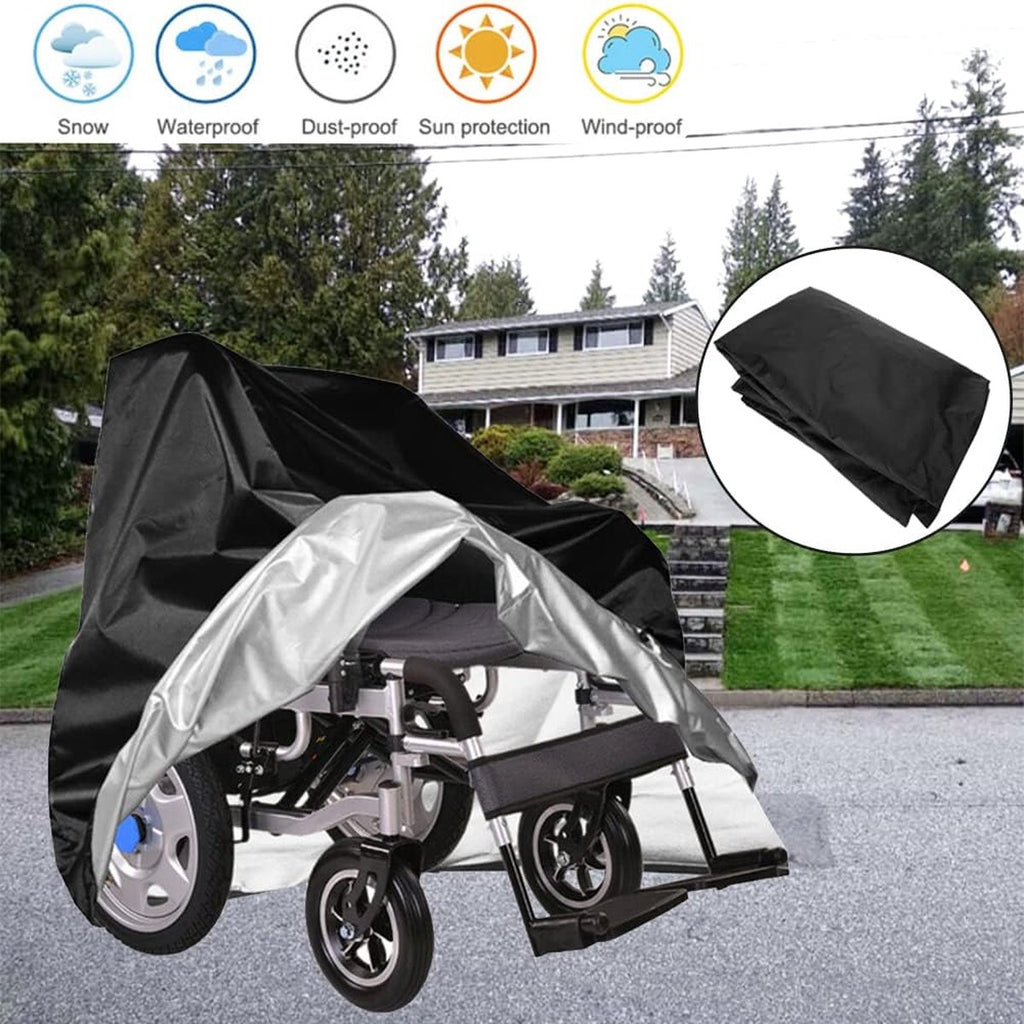 Wheelchair Protective Cover - Universal - Wheelchair Cover - Premium Wheelchair Cover - 130 x 115 x 75 Cm - With Drawstring - Mobility Scooter Protective Cover - Rain Cover - Waterproof - Wheelchair - Black