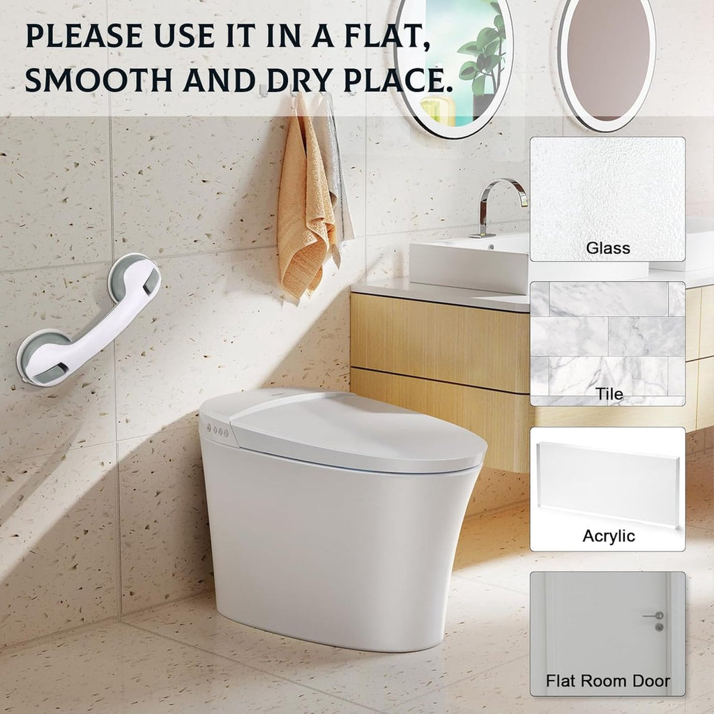 Set of 2 suction cup grab bars - Safety grab bars with suction cup for the shower - Extra handles - No drilling required - Safety grab bars - For the elderly and people with disabilities - Shower holder - White-green