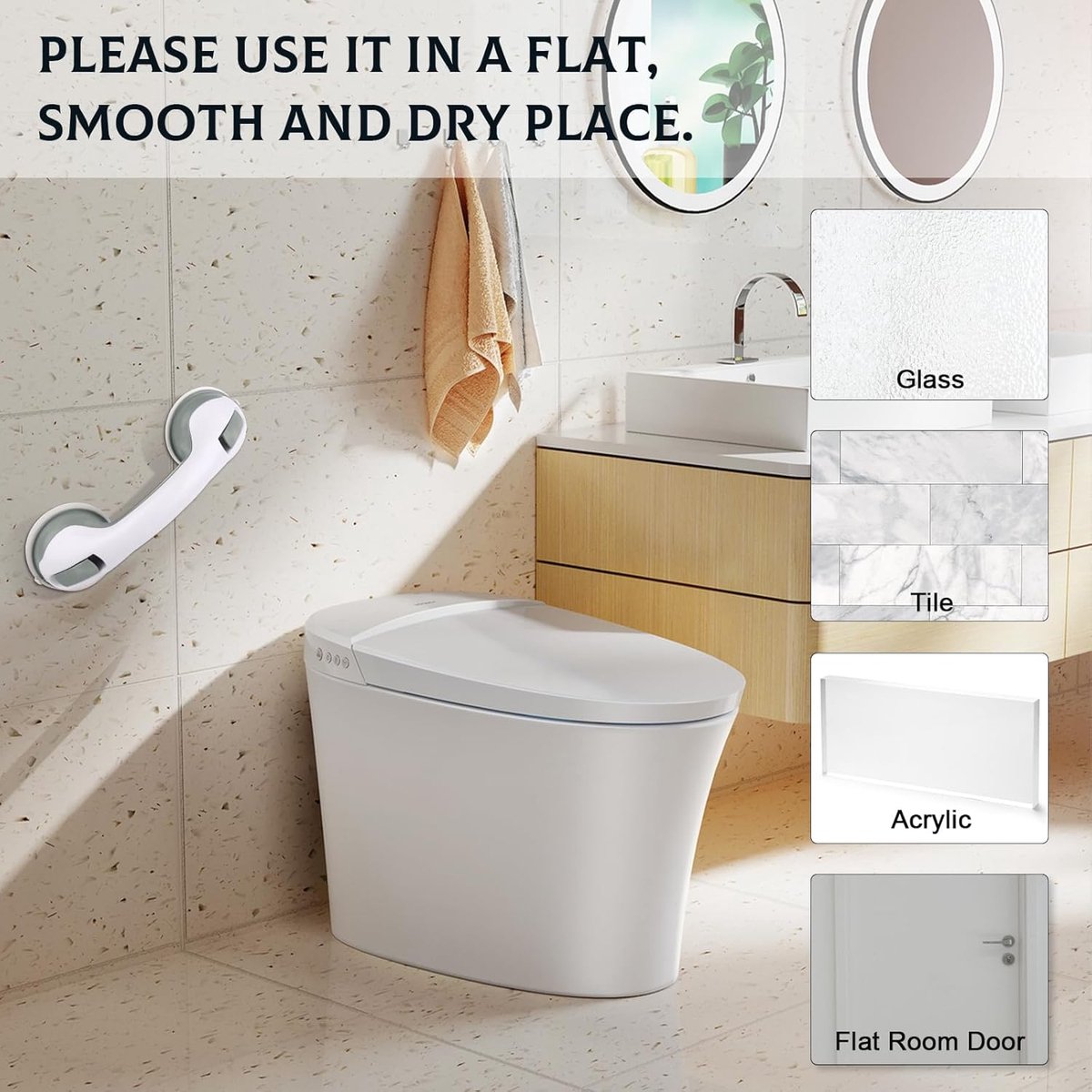Set of 2 suction cup grab bars - Safety grab bars with suction cup for the shower - Extra handles - No drilling required - Safety grab bars - For the elderly and people with disabilities - Shower holder - White-green