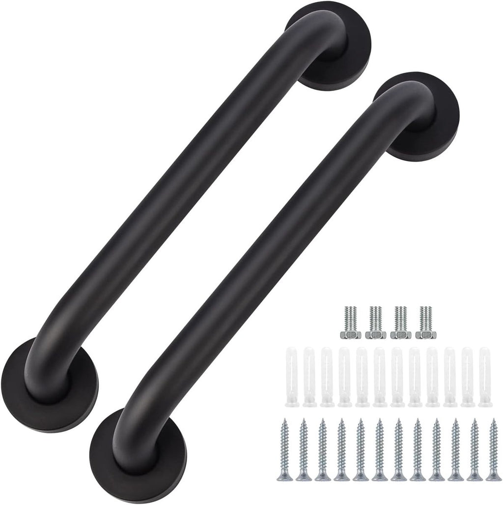 2 pieces - Armrest - 30*5 cm - Bathtub Grip - handle for the elderly - stainless steel railing - safety railings - non-slip shower grip - wall-mounted stainless steel handle - for the elderly, bathroom, kitchen - black