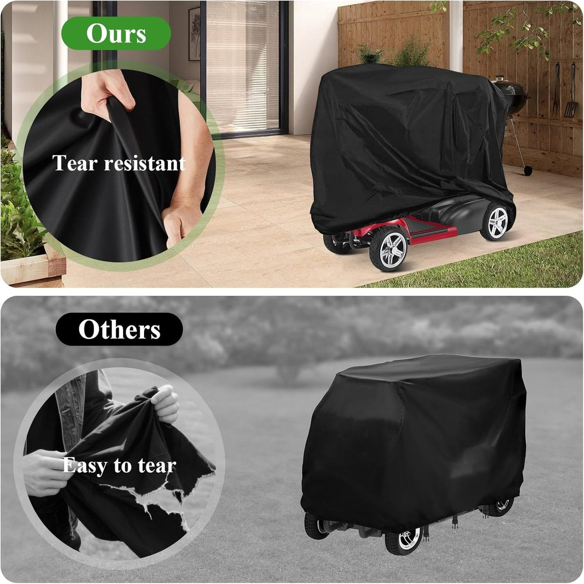 Mobility Scooter Protective Cover - Mobility Scooter Cover - Cover for mobility scooter - Mobility Scooter Cover - waterproof wheelchair cover for storage - Waterproof Cover - Rain Cover - Protective Cover - Waterproof - 55 "x 26" x 36 " - Black