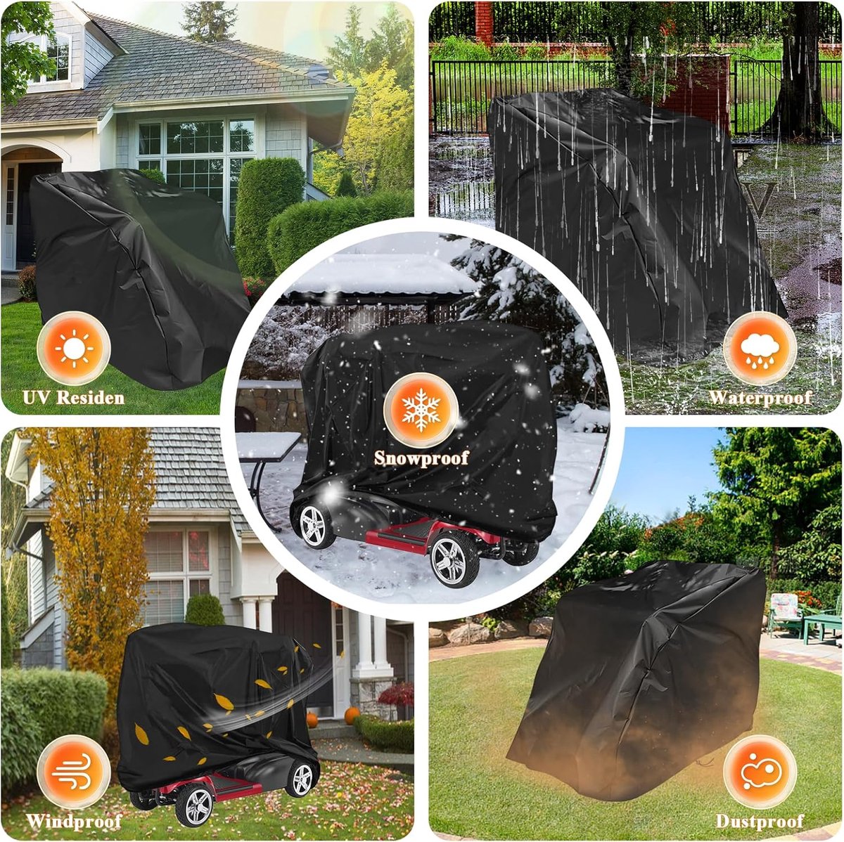Mobility Scooter Protective Cover - Mobility Scooter Cover - Cover for mobility scooter - Mobility Scooter Cover - waterproof wheelchair cover for storage - Waterproof Cover - Rain Cover - Protective Cover - Waterproof - 55 "x 26" x 36 " - Black
