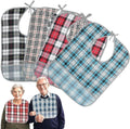 pieces - 58.5*38 cm - Adult bibs - Bib - Waterproof adult bibs - Reusable bibs - Checked bib - with crumb catcher - washable - red, blue, khaki, black