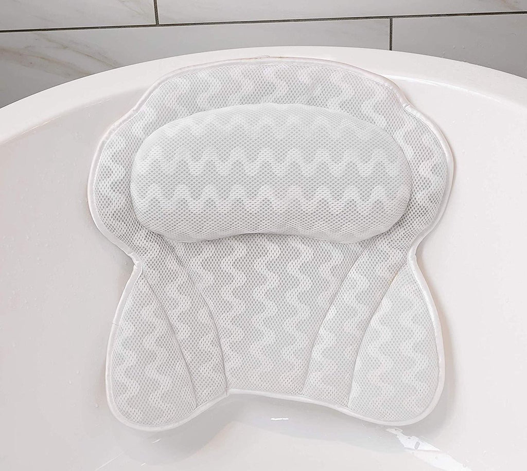 Bath Pillow - Spa Bath Pillow - Neck Pillow - Bath Pillow for the Bath - Headrest - Spa Pillow - White - with Anti-Slip Suction Cups - 42x44cm - for the Bath and Jacuzzi - Bath Accessories