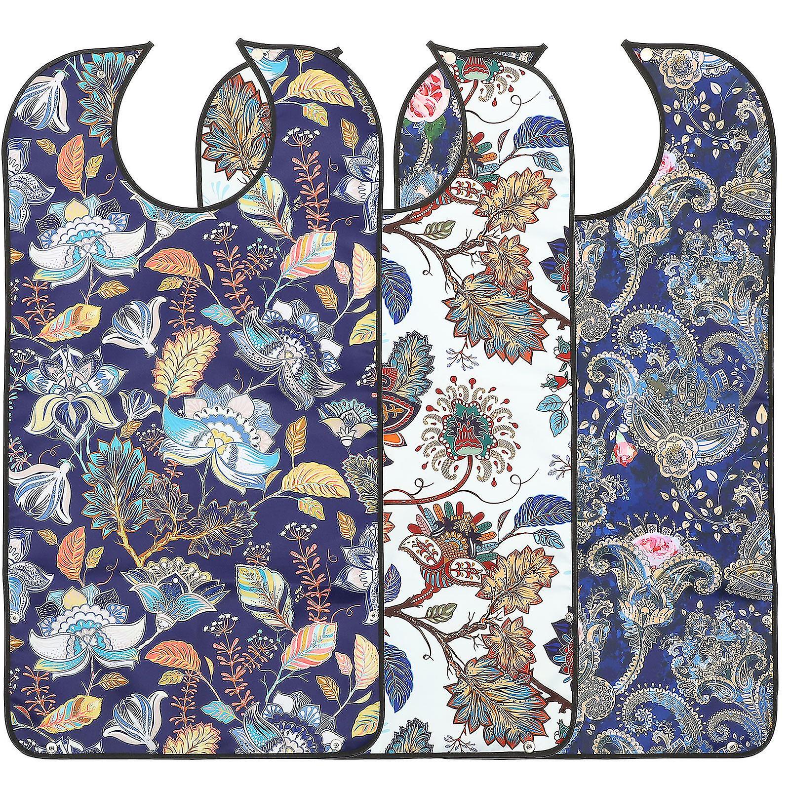 3 Pcs Adult Decorative Bibs with Adjustable Strap for Seniors Elderly