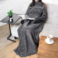 Portable Blanket with Sleeves Winter Soft Sherpa Weighted Blanket Sofa Blanket Adult Warm Long Lazy TV Blanket Plush Coat
