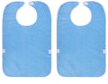 2-Pack - Stain-Resistant Feeding Bibs - Adjustable - Elderly Care Bibs - Light Blue