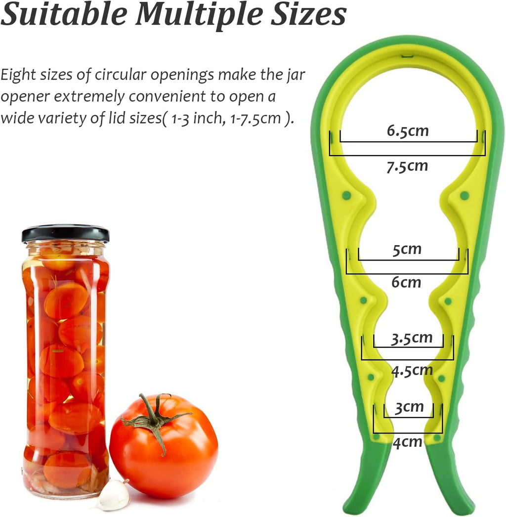 4 Pack Multi-Function Jar and Bottle Openers, Non-Slip Kitchen Grip Tools for Twist Lids, Caps and Tabs, Assorted Colours